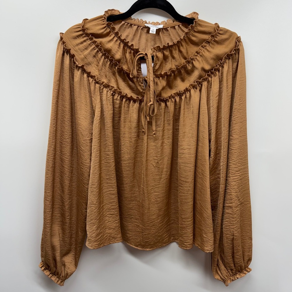 Thread & Clover Womens Bronze Ruffle Top Shirt‎ Medium Fairygrunge Boho Office
